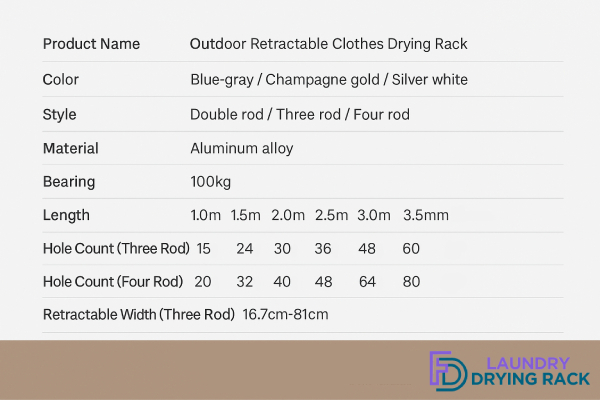 FD Retractable Laundry Rack – Grey 20 RLR - 24